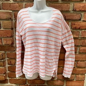 CHASER linen Striped Top Shirt L